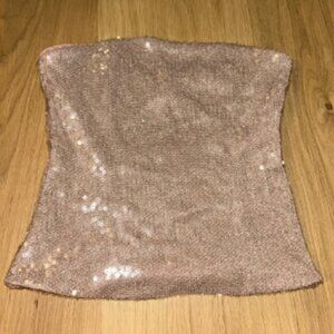 Zara pink sequin strapless top Size Small NWT